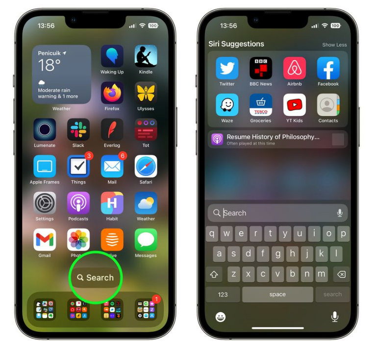 麻城苹果手机维修分享升级到 iOS 16 后，如何删除主屏幕上的搜索按钮 