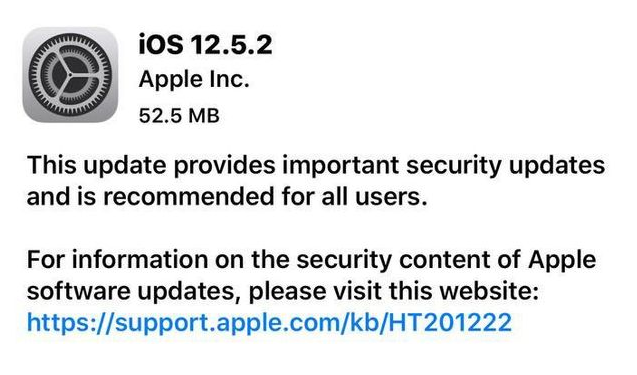 麻城苹果手机维修分享iOS12.5.2发布，建议所有老苹果用户安装 